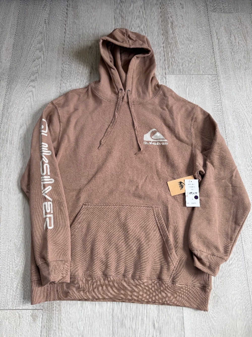 Quiksilver ~ Classic LOGO HOODIE ~ Pullover ~ Portabella Light BROWN ~ NEW! sz L